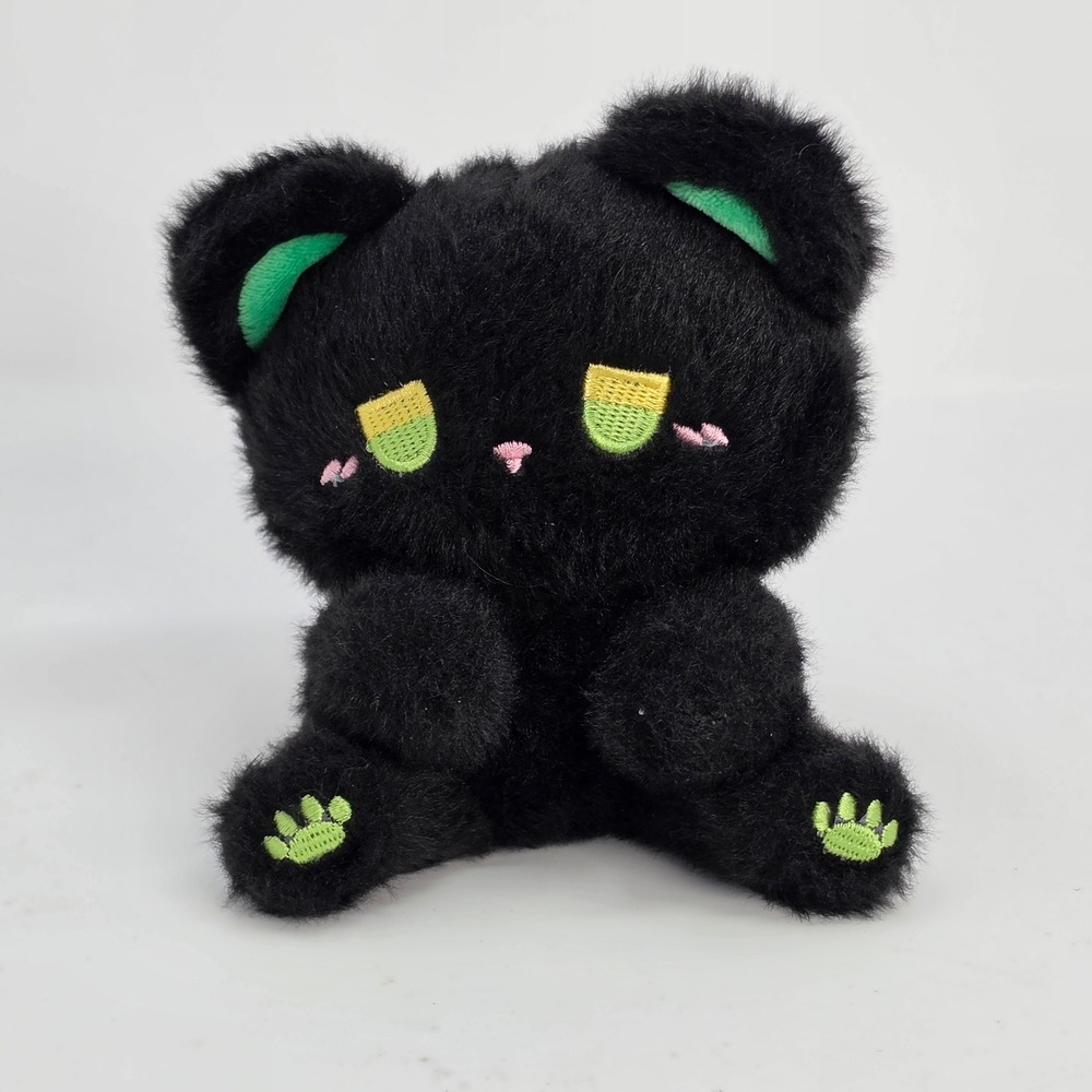 Black Cat Plush Toy Kawaii Stuffed Animal Kitty Emo-style Green Eyes Small Good